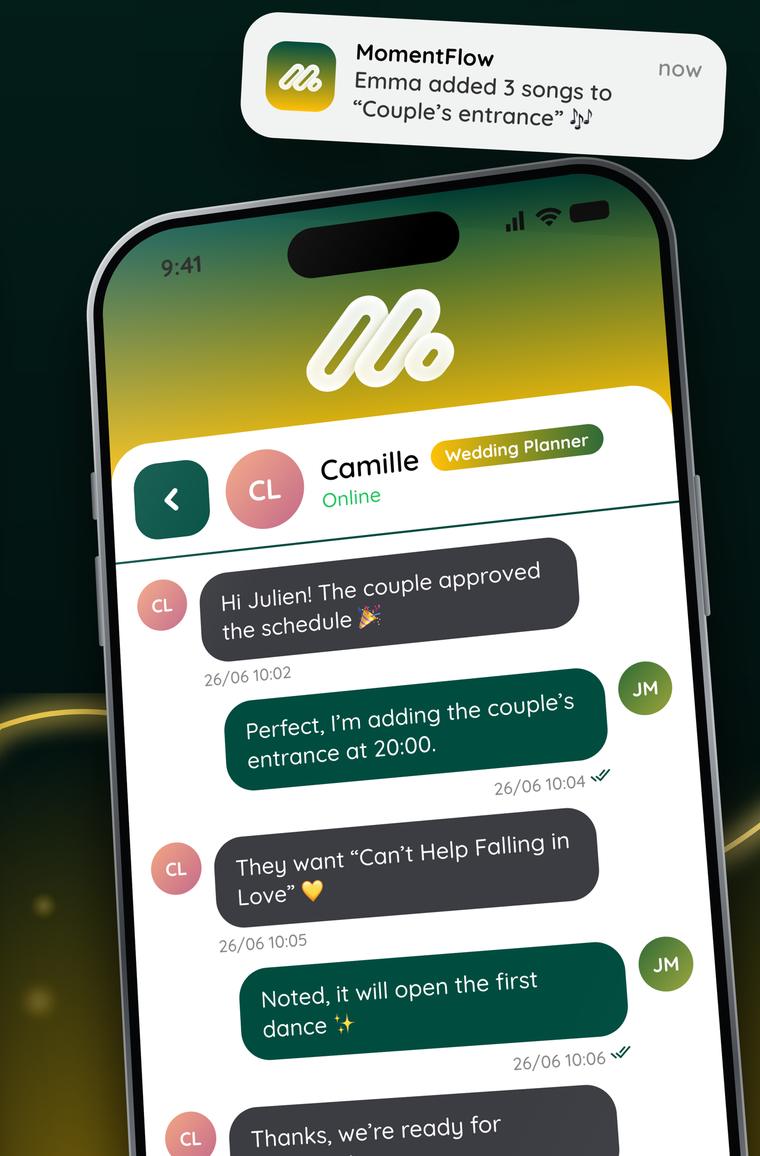 Captura de la aplicación MomentFlow